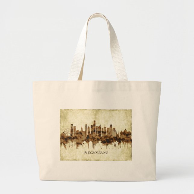 Melbourne Australia Cityscape Large Tote Bag (Front)