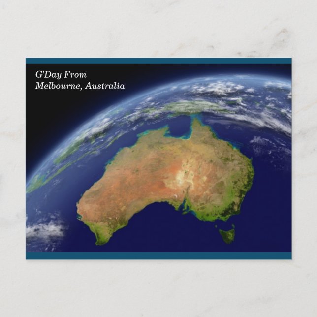 Melbourne Australia From Space Postcard (Front)