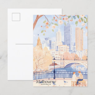 Melbourne Australia Gouache Illustration Travel Postcard