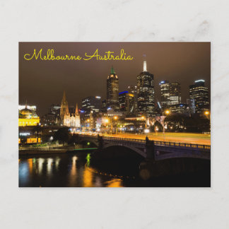 Melbourne Australia night time yarra river Postcard