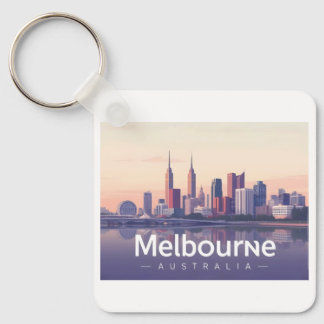 Melbourne Australia Pastel Travel Design Key Ring