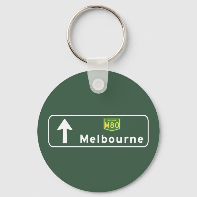 Melbourne, Australia Road Sign Key Ring (Front)