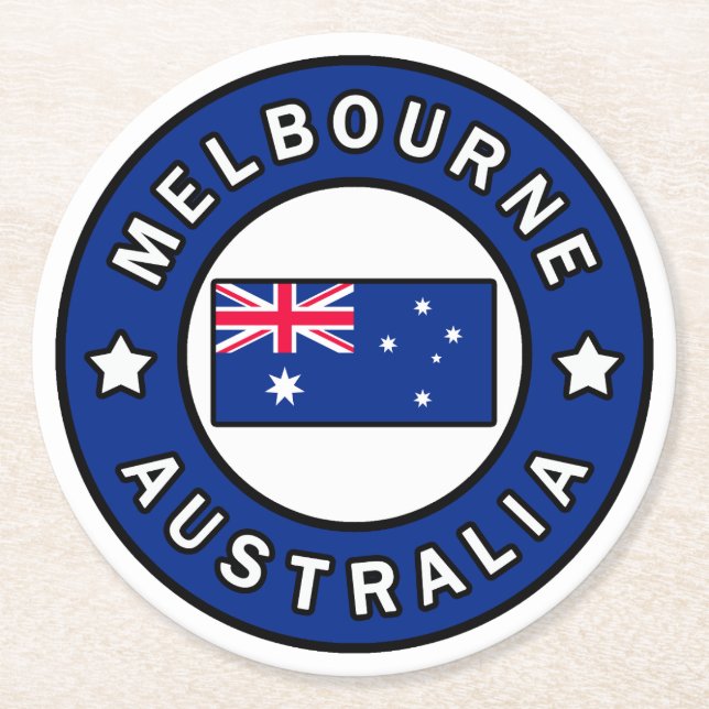 Melbourne Australia Round Paper Coaster (Front)