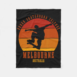 Melbourne Australia Skateboarder Urn Skateboarding Fleece Blanket