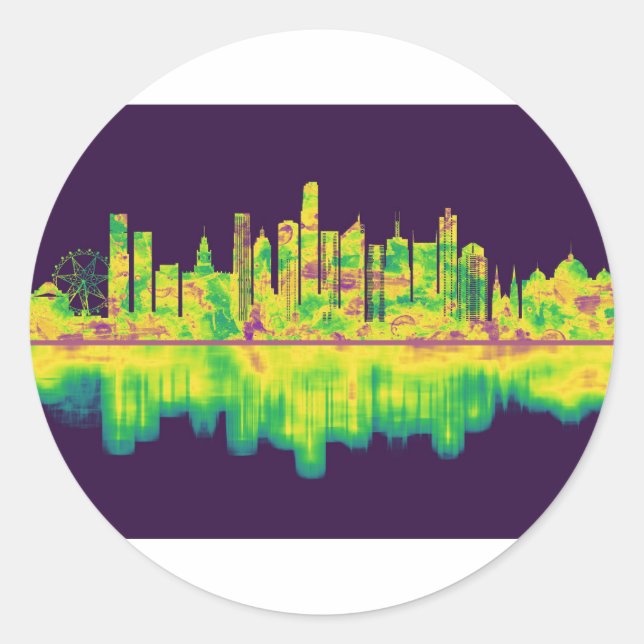 Melbourne Australia Skyline Classic Round Sticker (Front)
