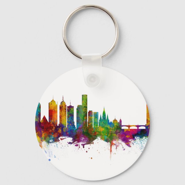 Melbourne Australia Skyline Key Ring (Front)