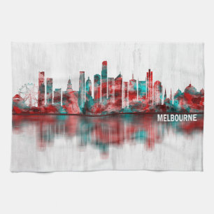 Melbourne Australia Skyline Tea Towel