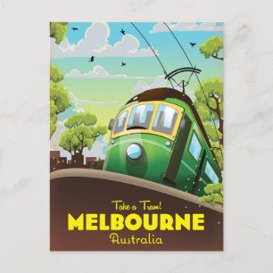 Melbourne Australia Tram Announcement Postcard