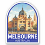 Melbourne Australia Travel Art Vintage<br><div class="desc">Melbourne retro vector travel design. Melbourne is the coastal capital of the southeastern Australian state of Victoria. At the city's centre is the modern Federation Square development,  with plazas,  bars,  and restaurants by the Yarra River.</div>