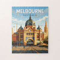 Melbourne Australia Travel Art Vintage