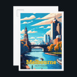 Melbourne Australia Travel Art Vintage Postcard<br><div class="desc">Melbourne Australia Travel Art Vintage Illustration</div>