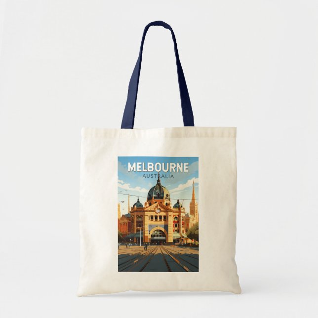 Melbourne Australia Travel Art Vintage Tote Bag (Front)