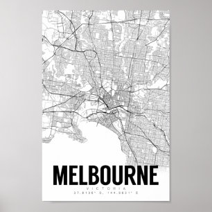 Melbourne Austrlaia Minimalist Map Art Poster
