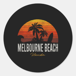 Melbourne Beach Florida Fl Palms Vacation Surf Sun Classic Round Sticker
