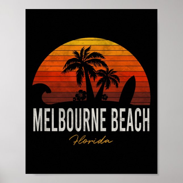 Melbourne Beach Florida Fl Palms Vacation Surf Sun Poster (Front)