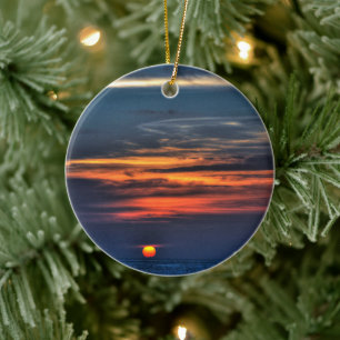 Melbourne Beach Florida Sunrise Ceramic Ornament