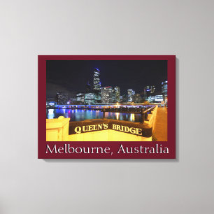 Melbourne CBD Queens Bridge City Lights Canvas Print