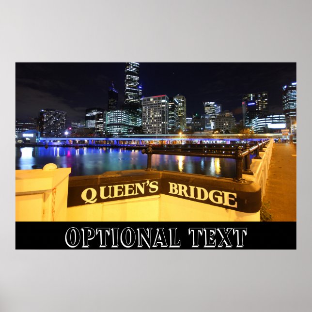 Melbourne CBD Queens Bridge City Lights Poster (Front)