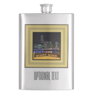 Melbourne City Lights Queen's Bridge Souvenir Hip Flask