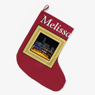 Melbourne City Lights Queen's Bridge Souvenir Large Christmas Stocking