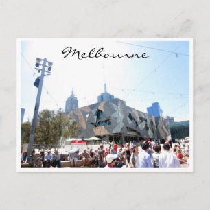 melbourne fed square crowd postcard