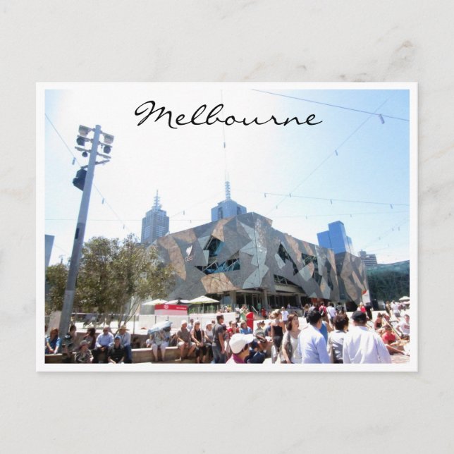 melbourne fed square crowd postcard (Front)
