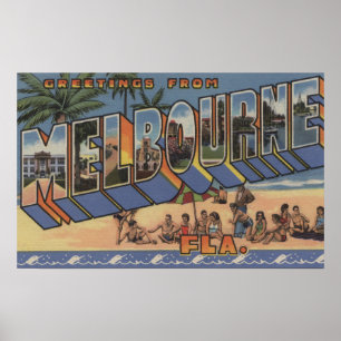 Melbourne, Florida - Large Letter Scenes Poster