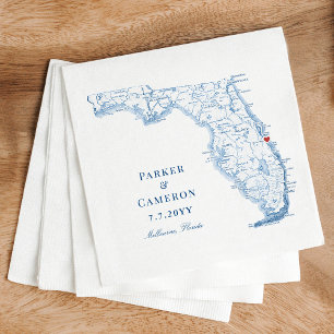 Melbourne Florida Map Elegant Wedding  Napkin