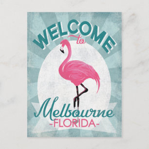 Melbourne Florida Pink Flamingo Retro Postcard