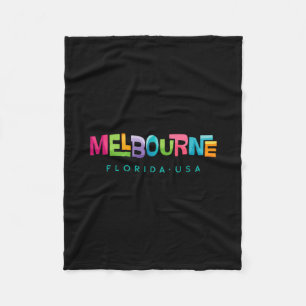 Melbourne Florida Retro Tropical Design Fleece Blanket
