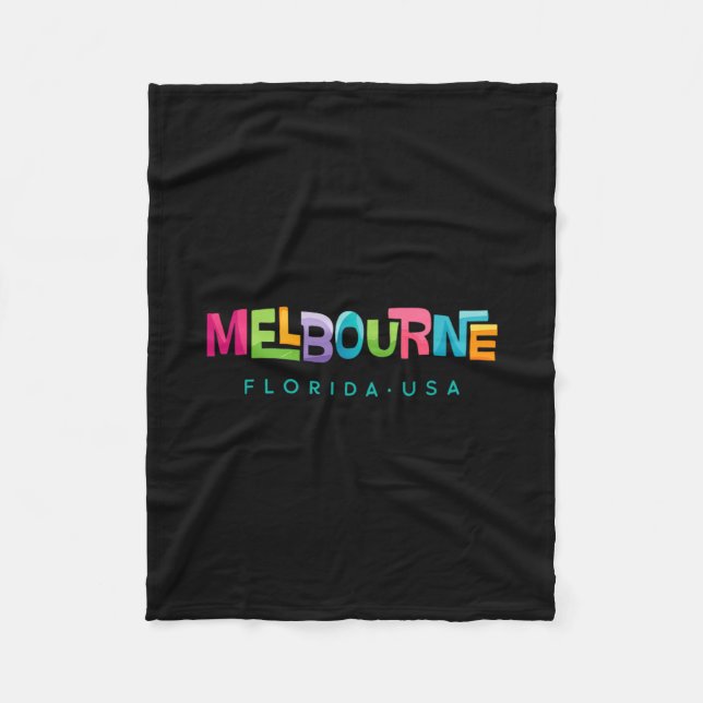 Melbourne Florida Retro Tropical Design  Fleece Blanket (Front)