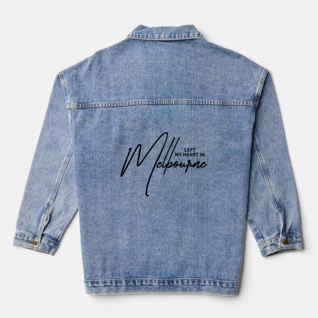 Melbourne - Iconic Minimalist City Typography Denim Jacket (Back)