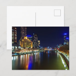 Melbourne in night postcard