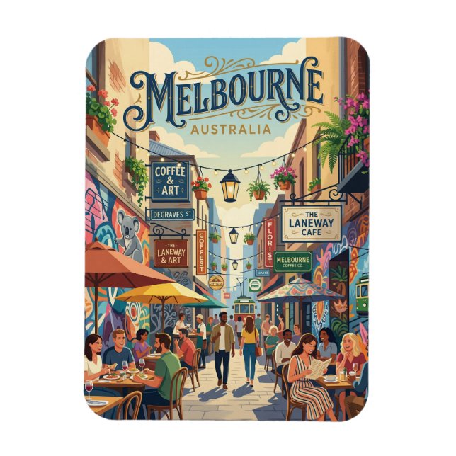 Melbourne Lanes Australia Magnet (Vertical)