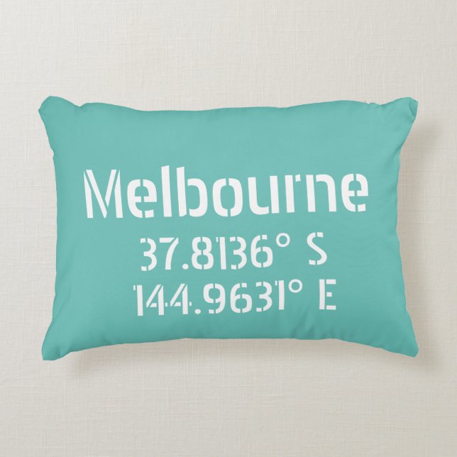 Melbourne Latitude Longitude Decorative Cushion (Front)