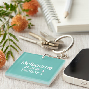 Melbourne Latitude Longitude  Key Ring