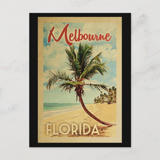Melbourne Palm Tree Vintage Travel Postcard (Front)