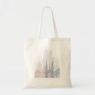 MELBOURNE SKYLINE POSTER PASTEL TOTE BAG