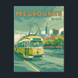 Melbourne Souvenir | Vintage Melbourne Tram Postcard<br><div class="desc">This vintage-style postcard captures the charm of Melbourne,  Australia with a classic tram illustration. Perfect as a souvenir or a gift for anyone who loves Melbourne.</div>