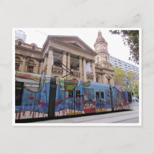 melbourne tram town hall postcard