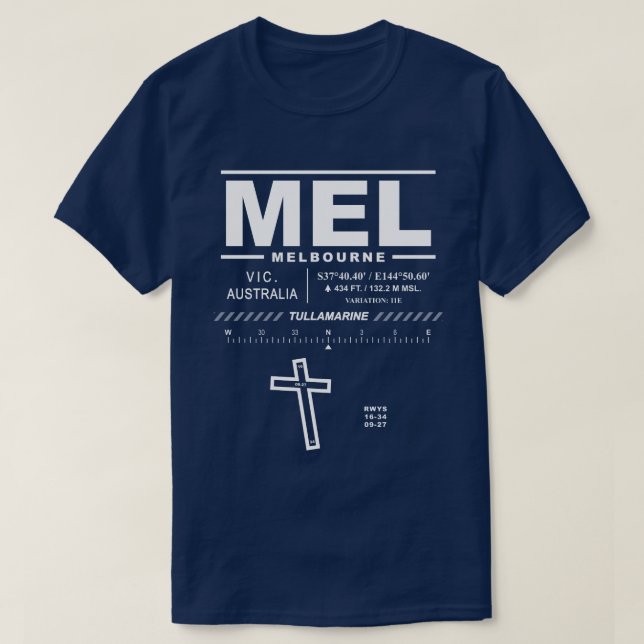 Melbourne Tullamarine Airport MEL T-Shirt (Design Front)