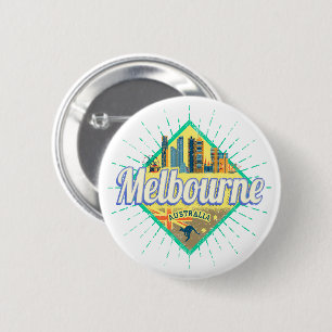 Melbourne Victoria Australia Retro Skyline Vintage 6 Cm Round Badge