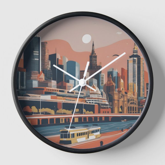Melbourne vintage poster clock (Front)