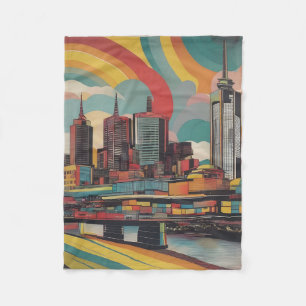 Melbourne vintage poster fleece blanket