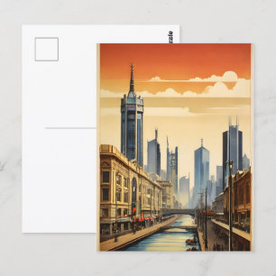 Melbourne vintage poster postcard