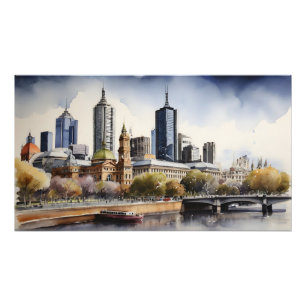 Melbourne watercolor art photo print