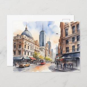 Melbourne watercolor art postcard