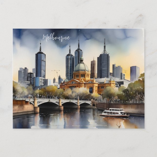 Melbourne watercolor art postcard (Front)