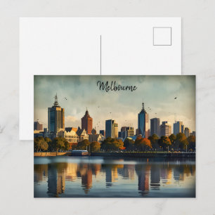 Melbourne watercolor art postcard