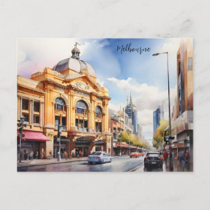 Melbourne watercolor art postcard